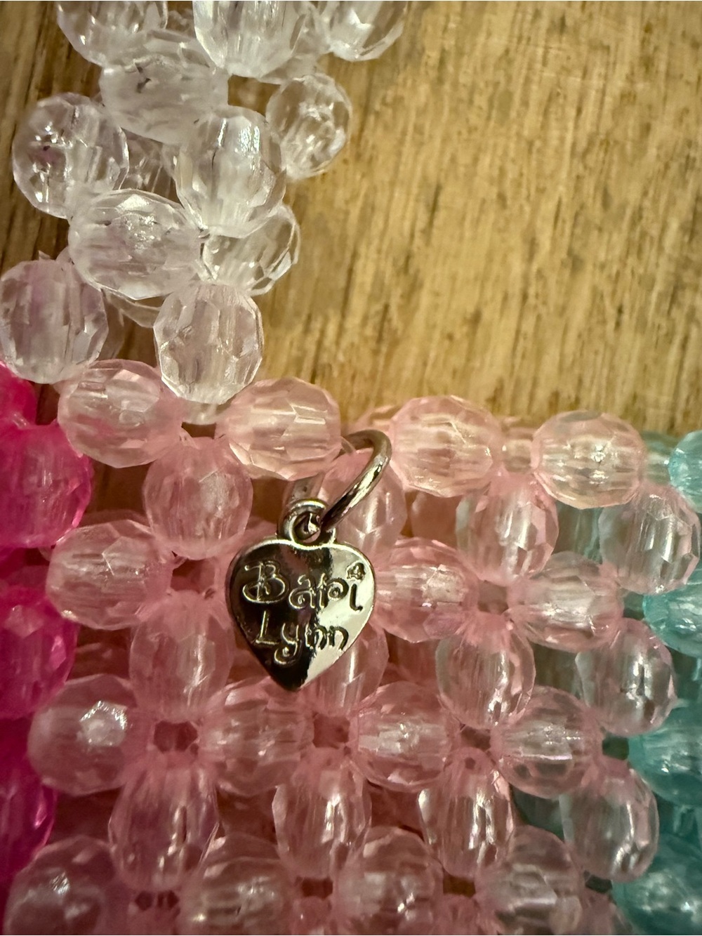 Pink Beaded Heart Charm Bari Lynn Purse